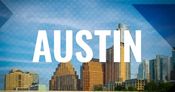 Austin skyline and Congress Avenue Bridge over Lady Bird Lake