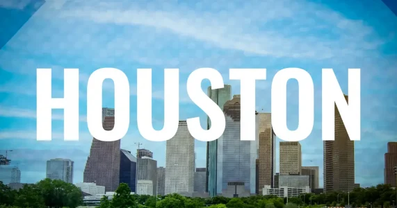 Houston skyline viewed from Eleanor Tinsley Park